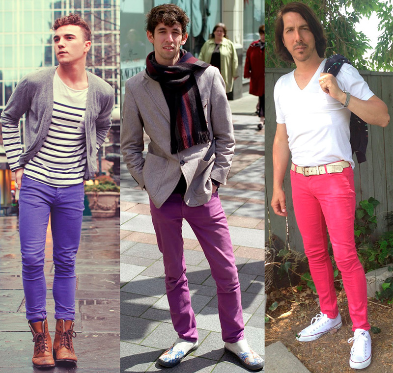 Розовые, фиолетовые и сиреневые джинсы для мужчин